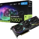 PNY GeForce RTX 5060 Ti 8GB EPIC-X RGB Overclocked Triple Fan Graphics Card, 8GB GDDR7 128-Bit Memory, 2407MHz Clock Speed, 4608 CUDA Cores, 8x PCI-Express 5.0